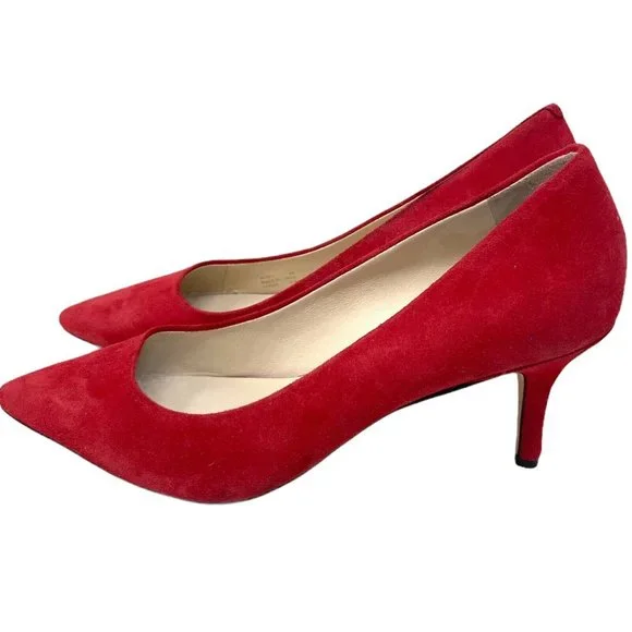 Cole Haan Red Suede Heels - Picture 5 of 11